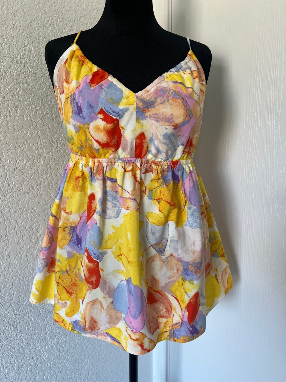 Isabel Maternity by Ingrid & Isabel Yellow Multi Floral Spaghetti Strap Top